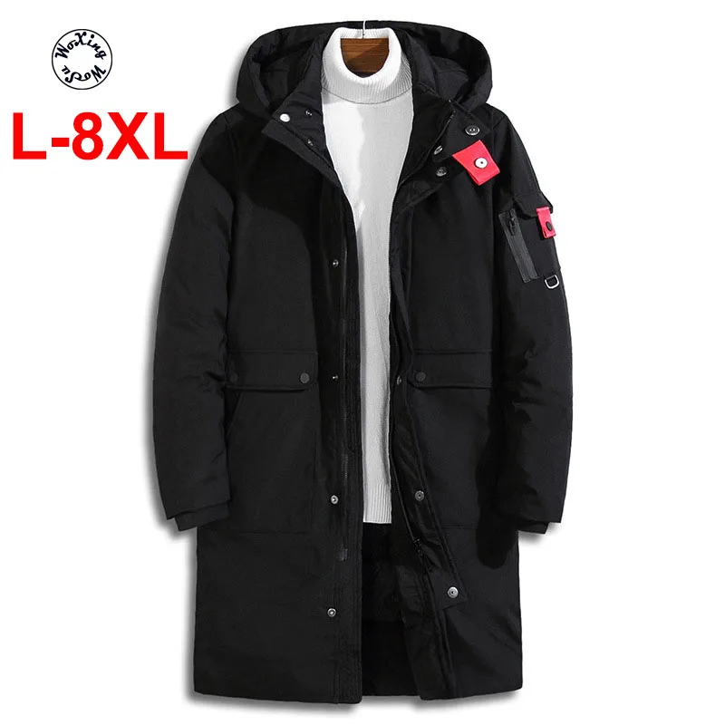 

Men's cotton coat long detachable cap loose leisure cotton-padded jacket hooded warm outcoat big yards L to 7XL 8XL