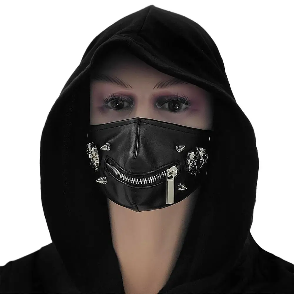 Крутая Мужская Шипованная стимпанк кожаная маска байкер рок косплей |