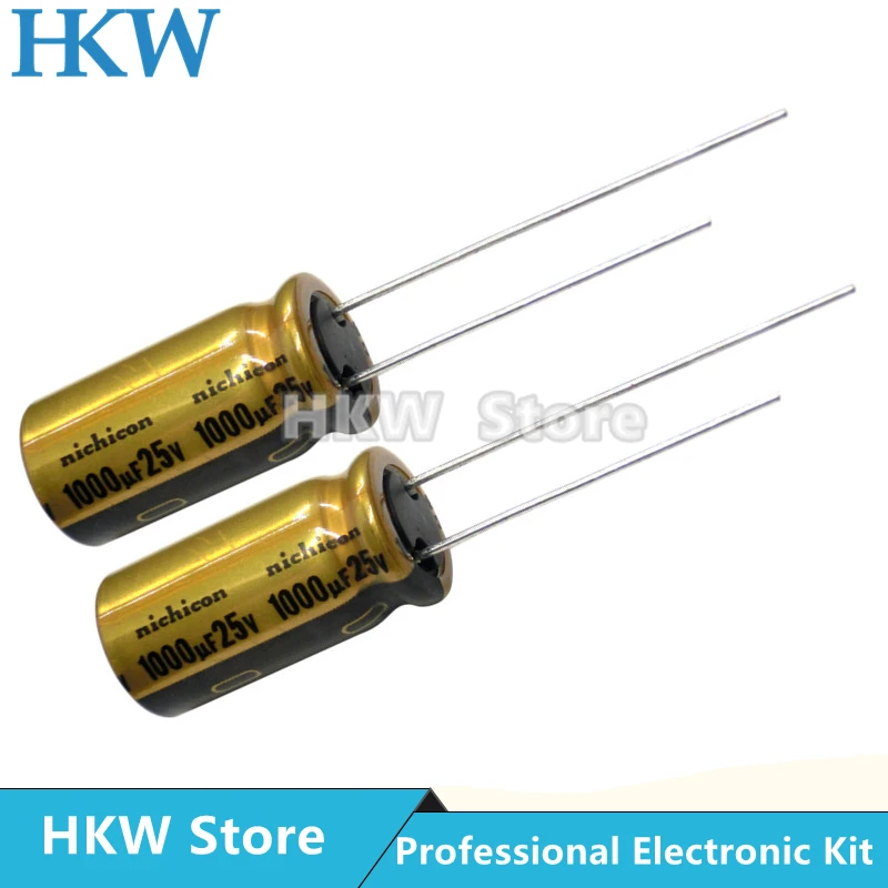 

10pcs NICHICON 1000UF 25V 10X20mm FW Series Electrolytic Capacitors Hi-Fi Audio Capacitor New and Original 25V1000UF 10*20MM