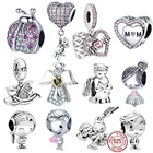 Бусины Подходят для оригинальных браслетов Pandora из серебра 925 пробы с медведем и воздушным шаром DIY plata ley, подвески для браслета, женские подарочные украшения