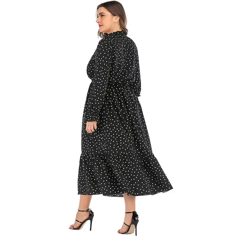 5xl 6xl длинное платье в горошек повседневное Пляжное Платье макси с длинным