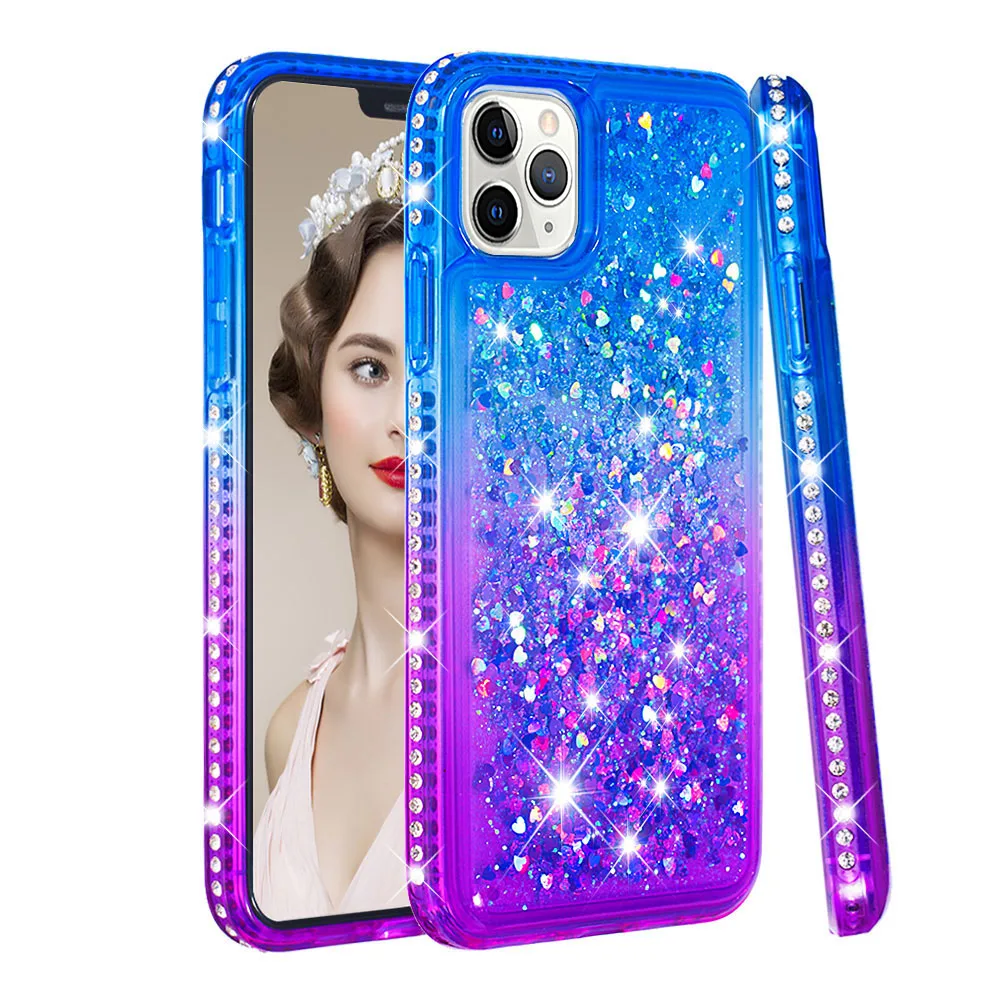 

Luxury Gradient Quicksand Phone Case for iPhone 11 Pro Max XS XR X 7 8 6 5S SE Soft TPU Capa Dynamic Bling Cute Girly Back Cover