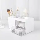 Пластиковый ящик для хранения ювелирных изделий Органайзер-ящик для хранения макияжа, держатель для кистей и ручек, органайзер для макияжа