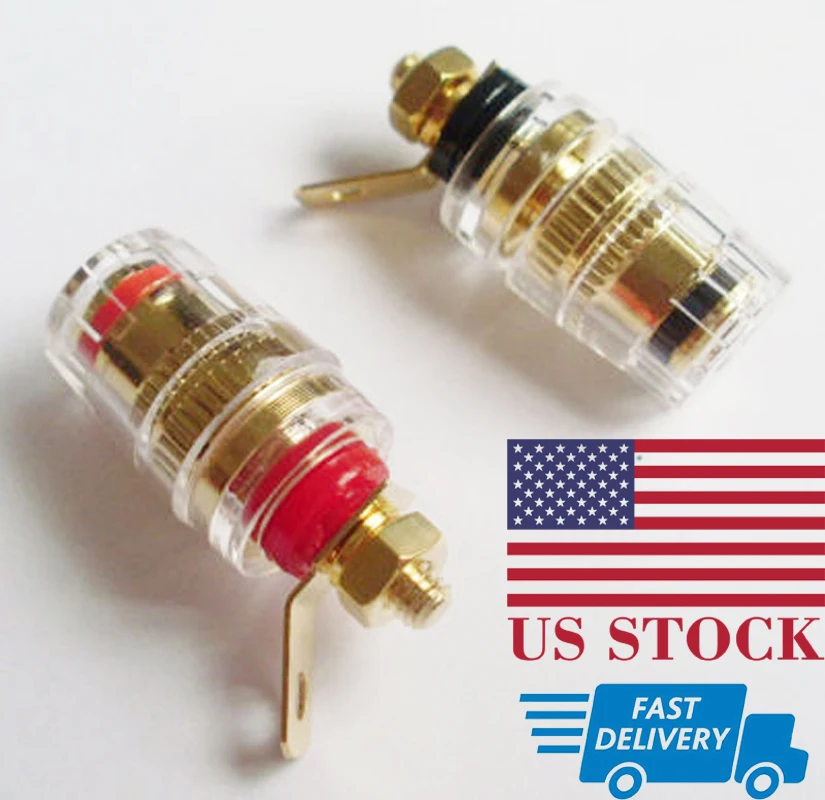 

10pcs Speaker Terminals Brass Binding Post 4mm Banana Jack Audio Connector Height: 32mm (US)