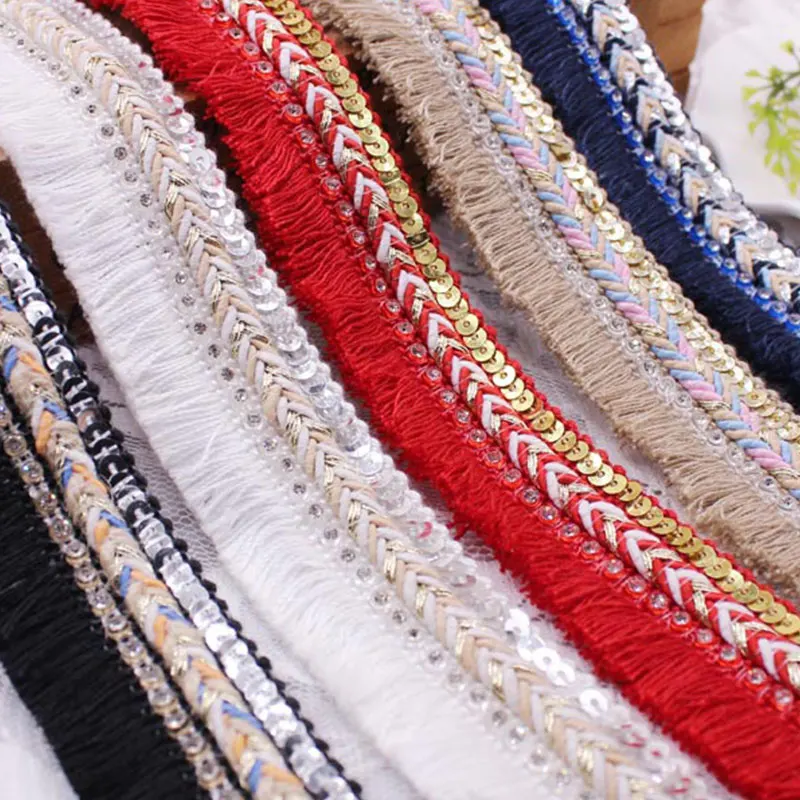 Кружевной шнур с бахромой для шитья отделка из хлопка 3 см ширина стразы