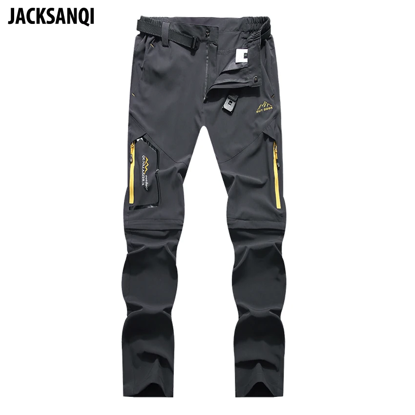 JACKSANQI Men's Summer Quick Dry Hiking Removable Pants Outdoor Sports Man Camping Fishing Climbing Trekking Male Trousers RA345