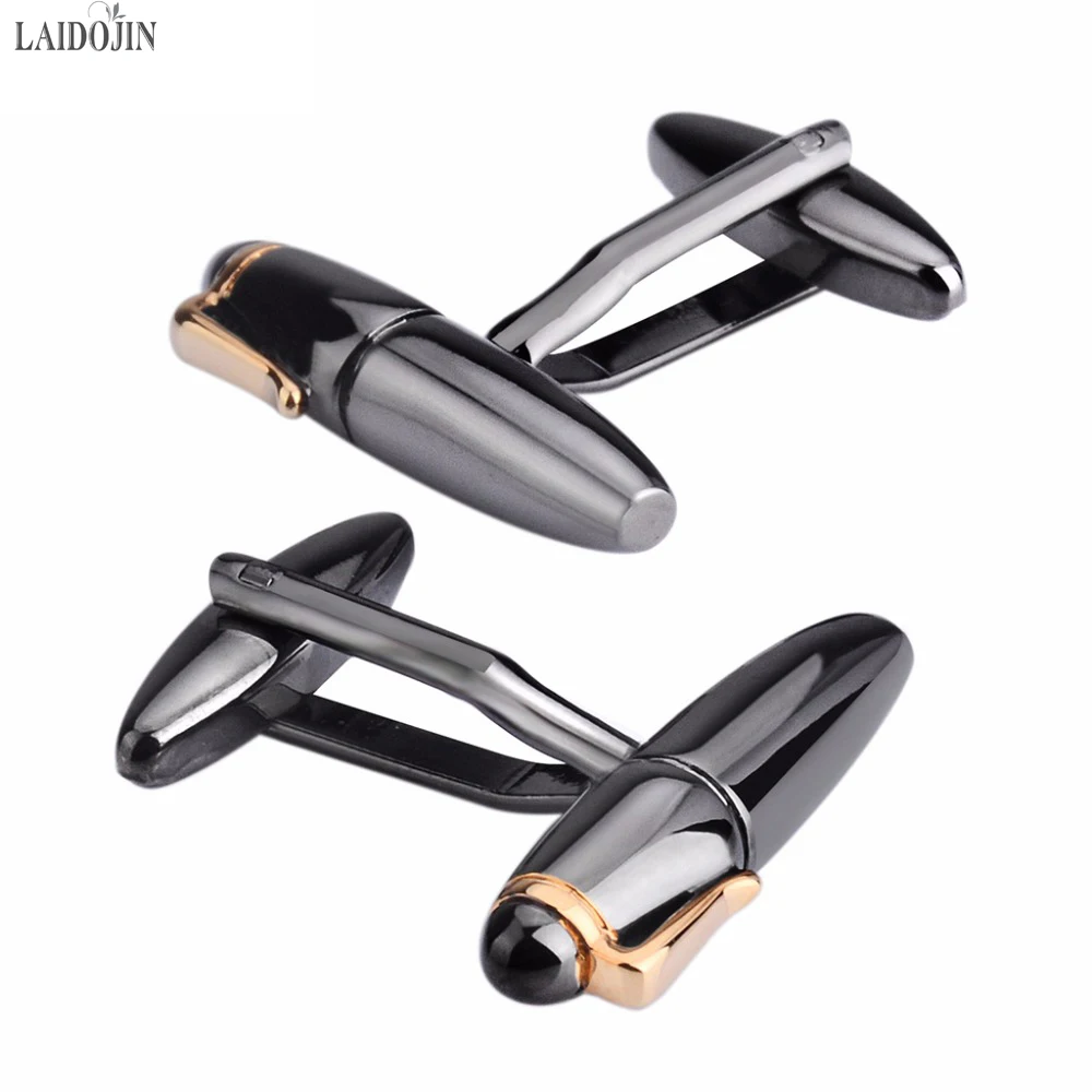 LAIDOJIN Fashion Gun Black Pen Cufflinks For Mens French Shirt High Quality Cuff buttons Business Gift Brand Jewelry Abotoaduras