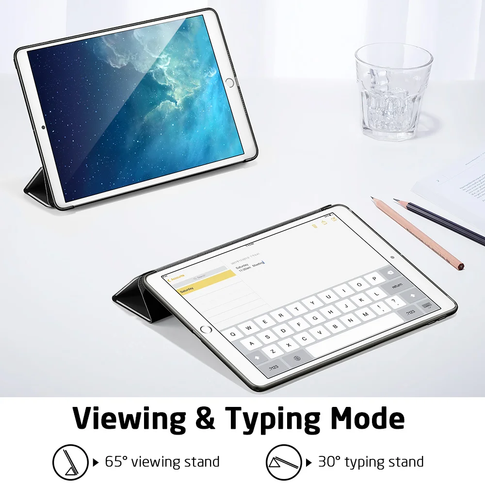 Тонкий умный чехол ESR Rebound для iPad 7th Gen, гибкий чехол из ТПУ с прорезиненным покрытием, чехол-накладка для iPad 7 10," Folio