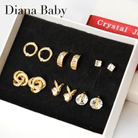 diana baby jewelry stud earrings metal zircon six pairscombo mixed designs for girls lady exquisite cute for daily wear gifts