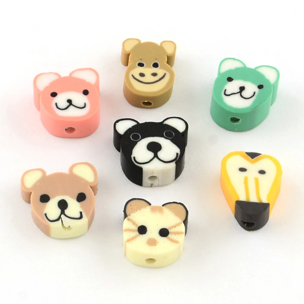 

50pcs 10-12mm Mixed Shape Animal Handmade Polymer Clay Beads for Bracelet Jewelry Making DIY Crafts Accessories