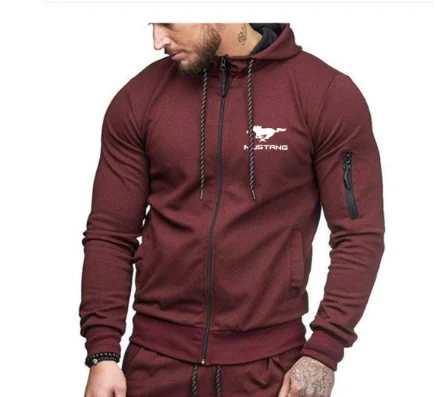 

2020NEW Men for Mustang Car Logo Printed Sweatshirt Hoody Spring Autumn Cotton Zipper Hoodies Fashion HipHop Male Cloth