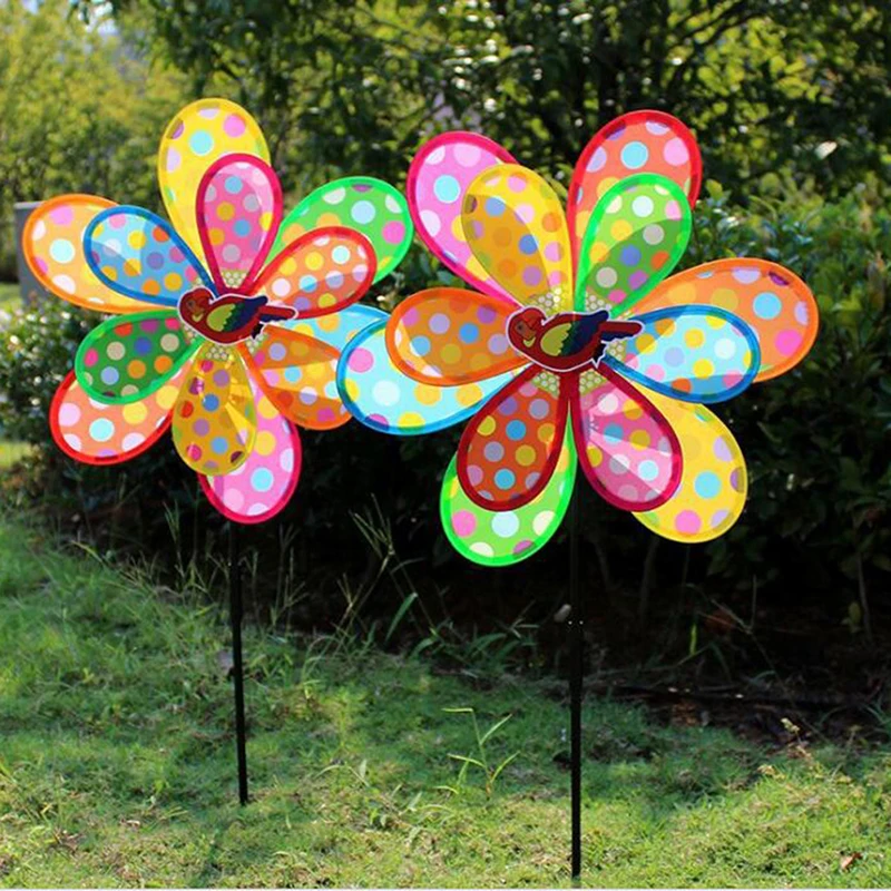 

Sequins Double Layer Peacock Laser Windmill Colourful Wind Spinner Home Garden Decor Yard Kids Toy