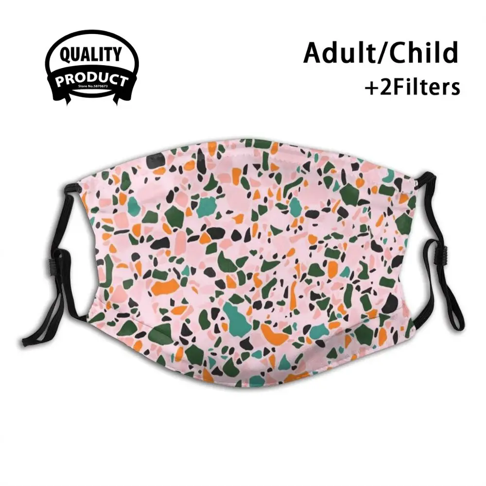 

So Terrazzo Pinks Reusable Mouth Mask Washable Filter Anti Dust Face Masks Terrazzo Pattern Pattern Green Pink Aqua Orange