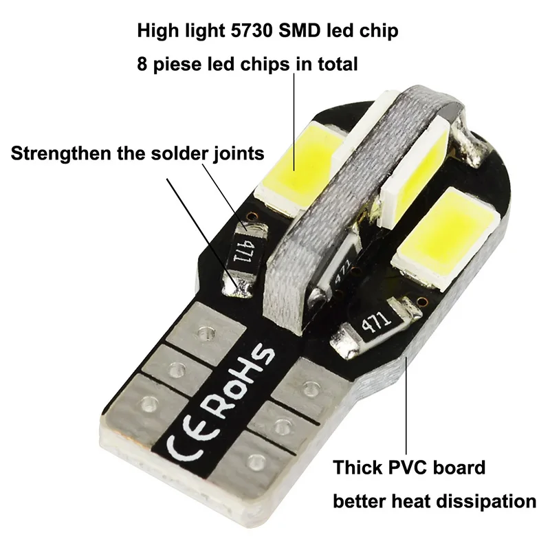 1 шт. T10 8SMD 5630 Светодиодный светильник для автомобиля Canbus NO OBC Ошибка Авто Клин