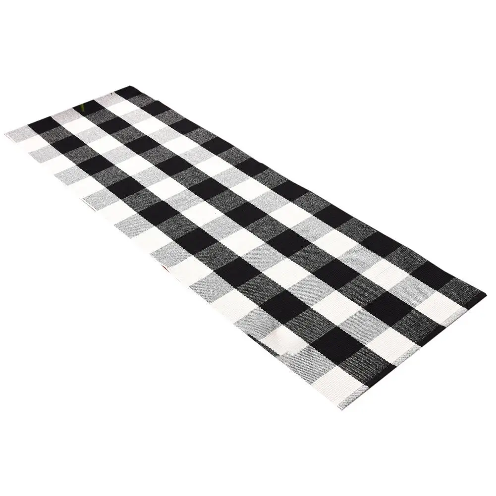 Хлопковые клетчатые коврики в стиле буйвола черно белый клетчатый коврик для