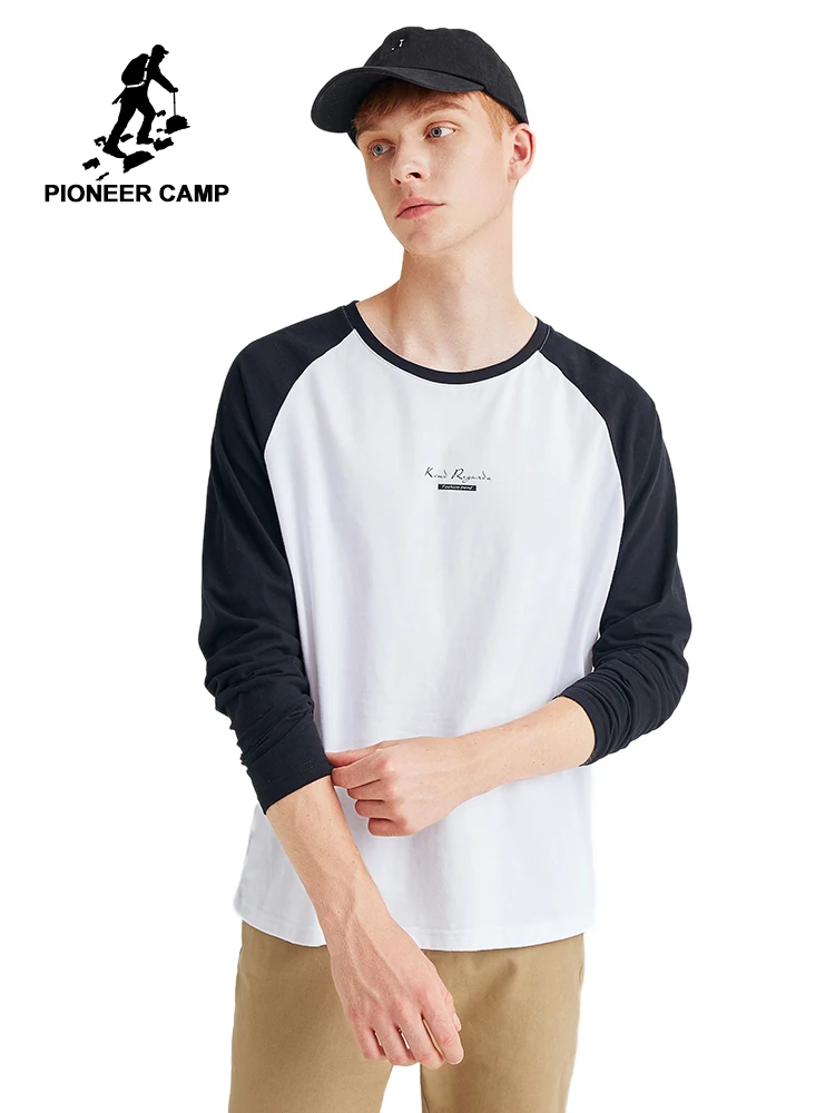 Pioneer Camp Осенняя футболка мужская с длинным рукавом Повседневная хлопковая