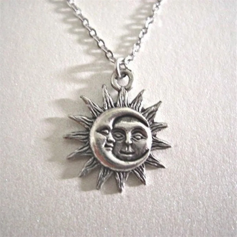 Silver Colour Sun And Moon Necklace Charm Celestial Jewelry Dainty Love Friendship Soulmate Gift For Her Fashion Women Men 2020 | Украшения
