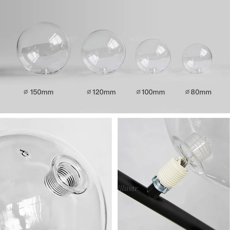Creative Glass Bubble Ceiling Light Luxury Metal Lamp Hotel Restaurant Bar Front Desk Mall Living Bedroom Modern LED Lighting | Лампы и