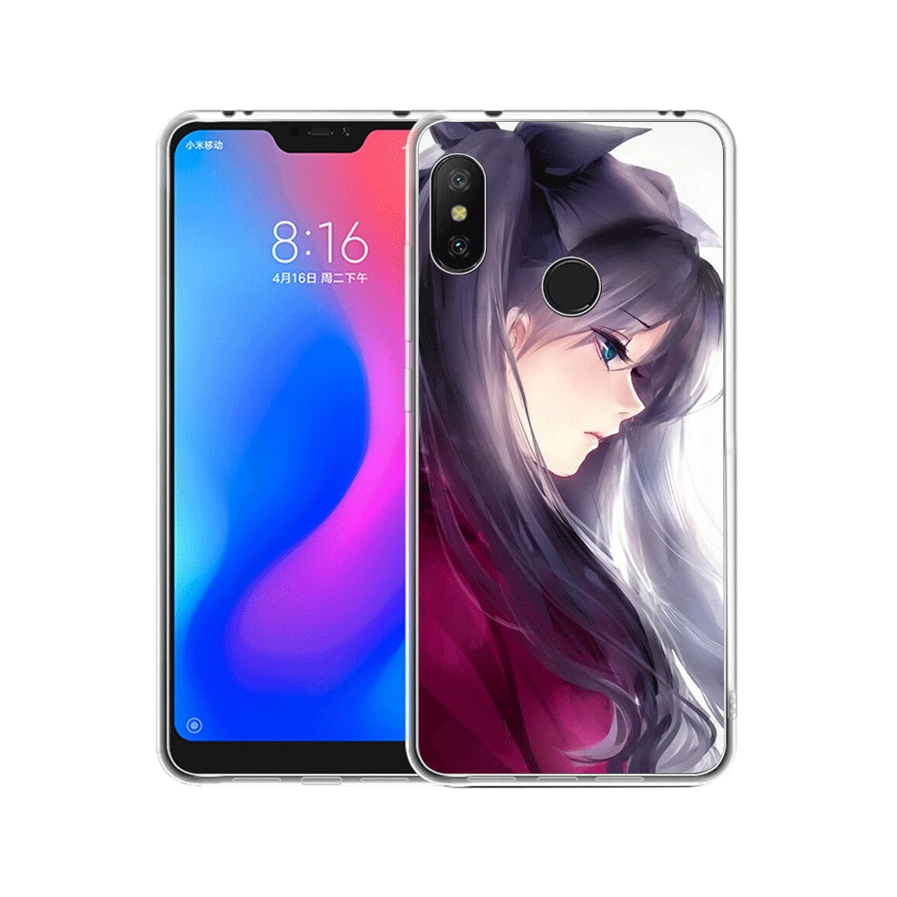 Чехол на мобильный телефон для Xiaomi Redmi Note 8 6 7 5 Pro 4 4X 5A аниме с фиолетовыми волосами