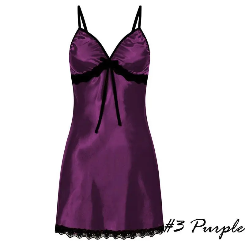 Сексуальное нижнее белье для женщин: кружевное шелковое сатиновое ночное платье без рукавов с V-образным вырезом и размером плюс 3XL. Ночная рубашка-пеньюар.