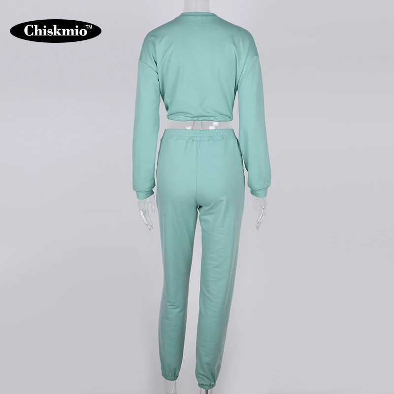 

Two-piece Women Clothes Set Solid Color Crop Sweatshirts Tops Hem Drawstring Design Tracksuit Elastic High Waist Pants 2PCS