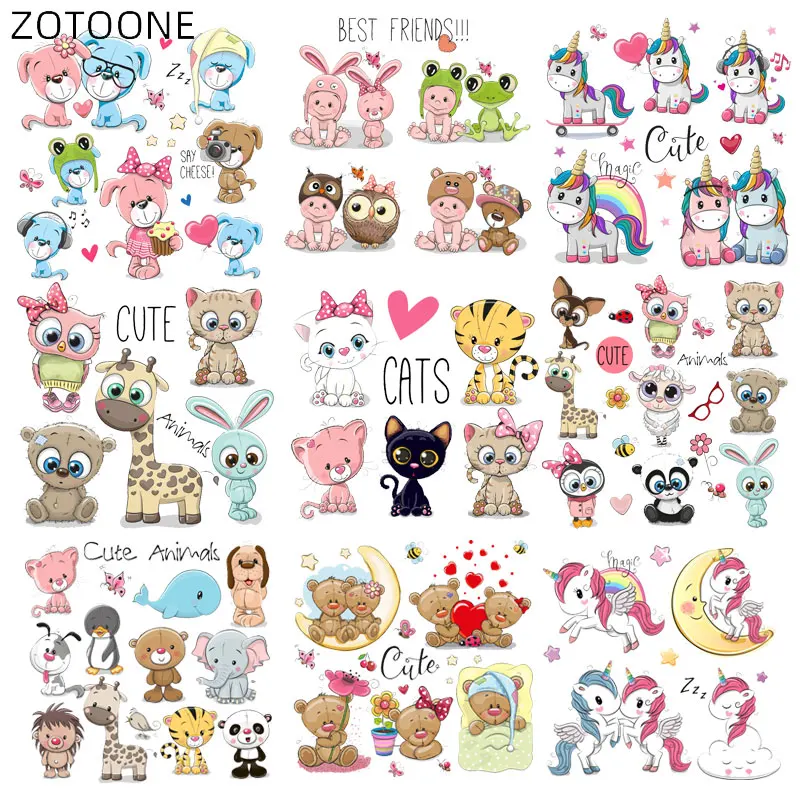 ZOTOONE Железный На мультяшных животных набор патчи для детей милый кот Единорог