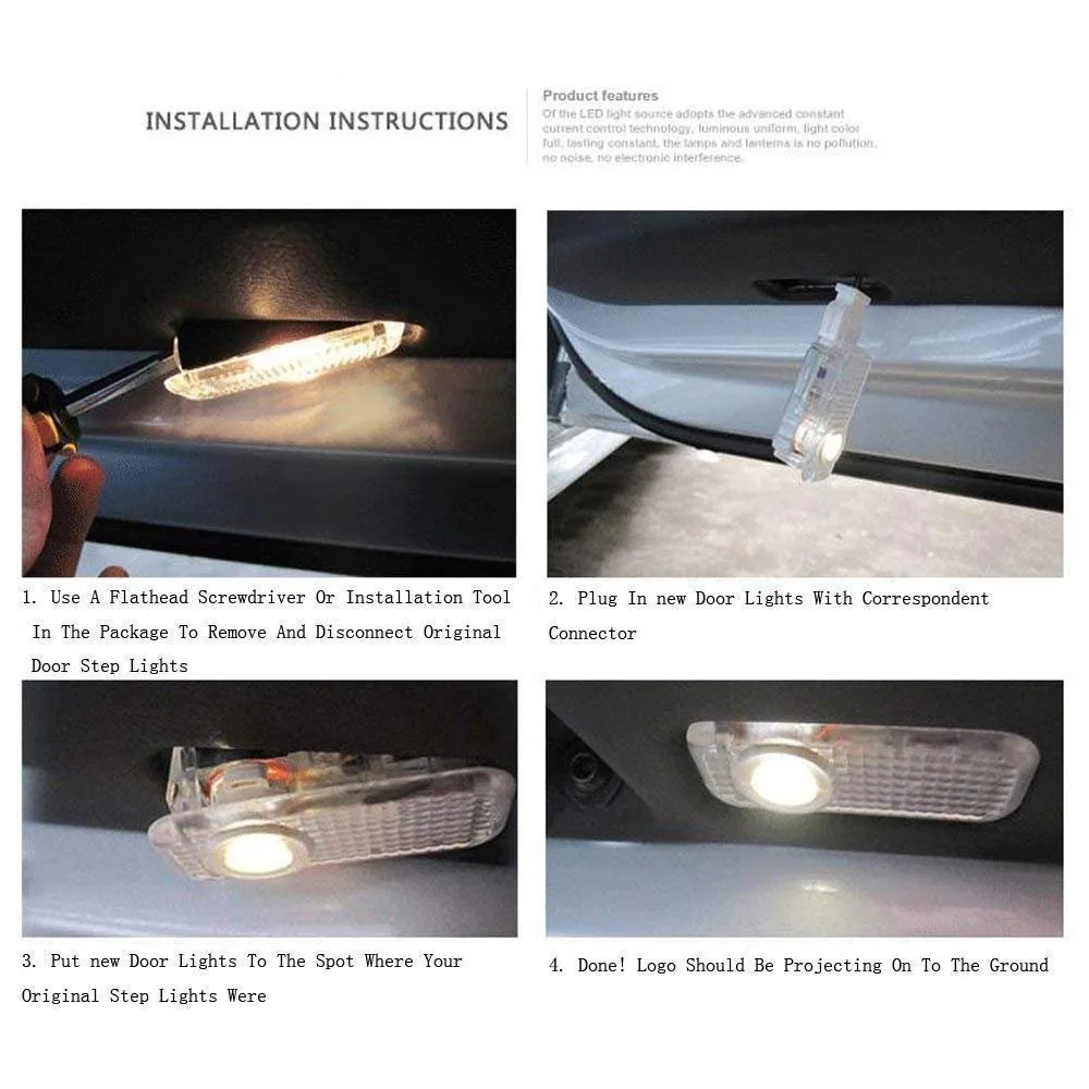 LED Car Door Projection Lamp For AUDI A1 A3 8V 8P 8L A7 A8 A5 A4 B5 B6 B7 B8 B9 A6 C5 C6 C7 C8 TT Q7 Q5 8R Q3 8U S3 S4 S5 S6 R8 |