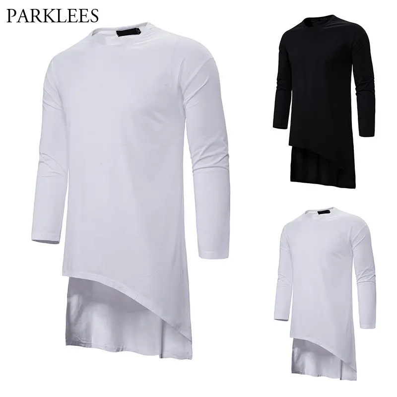 Мужская футболка с изогнутым подолом осень 2020 мужские однотонные футболки