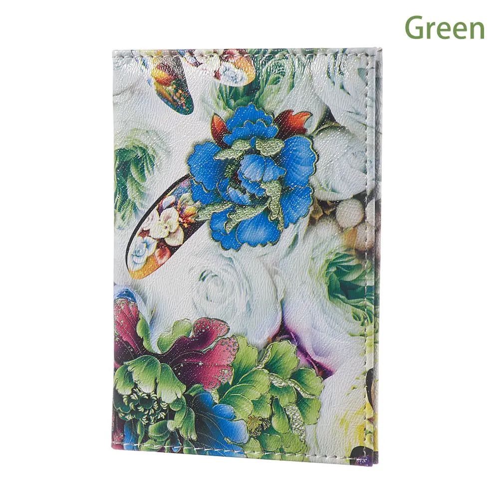 Green Модный женский кошелек из искусственной кожи с объемным дизайном, держатель для паспорта, цветочный принт, Обложка для документов, паспорта, чехол, держатель для ID карт - Цвет: Green
