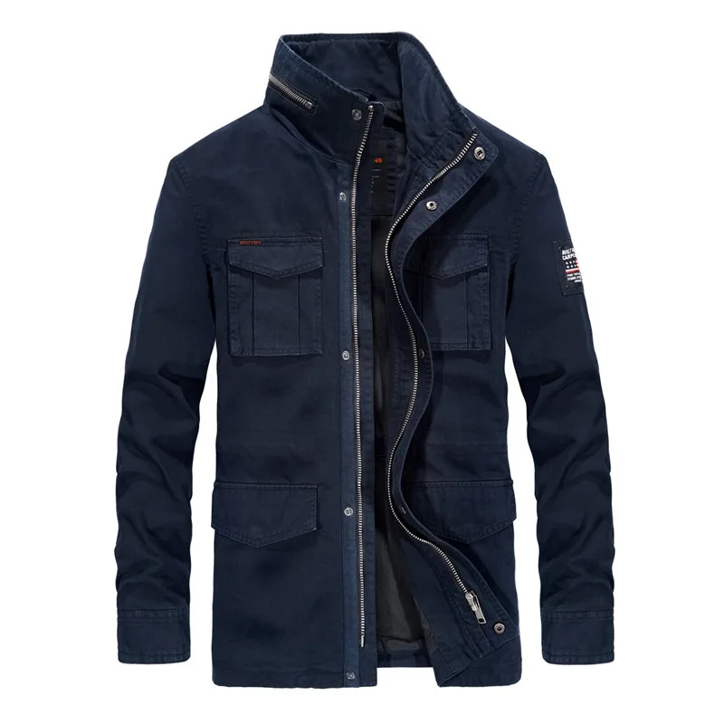 

Men's Autumn Cotton Mid-length Men's Jacket Large Size Windproof Casual Safari Jacket Brand Jacket Multi-pocket Jacket