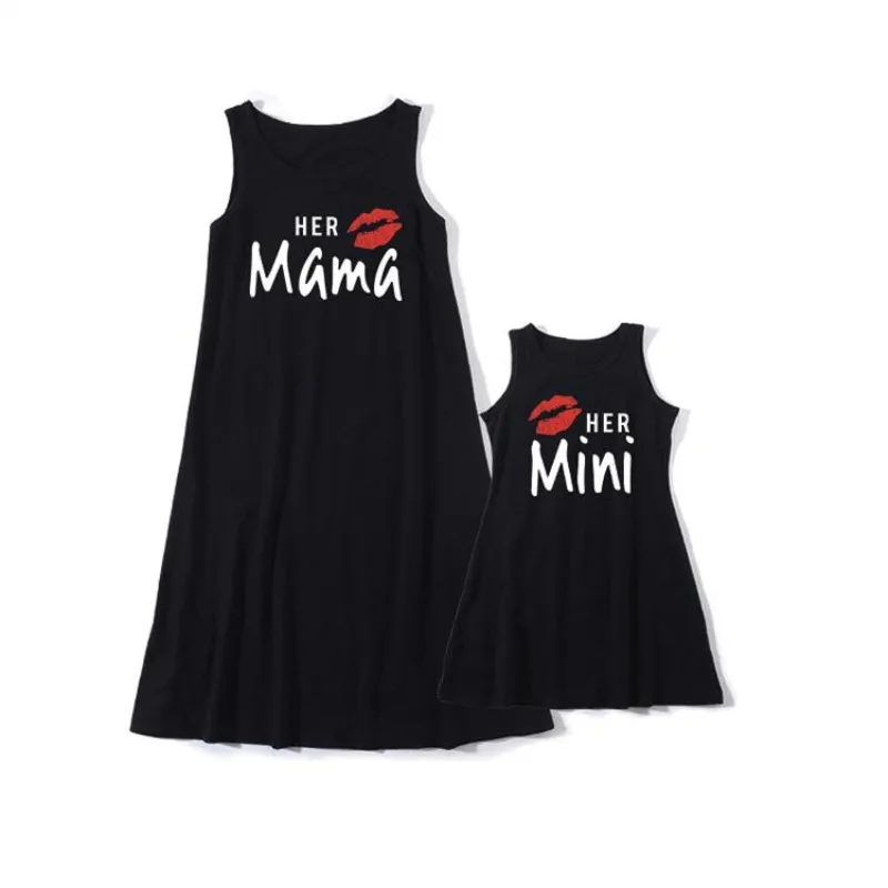 Summer Mother Daughter Matching Dresses Family Outfits Queen Princess Mom Baby Mommy and Me Clothes Women Girls Cotton T-shirts