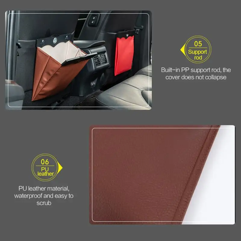 

Car Trash Double Waterproof Thickened Can Organizer Garbage Holder Rubbish Box Dust Case Holder Multi-functional
