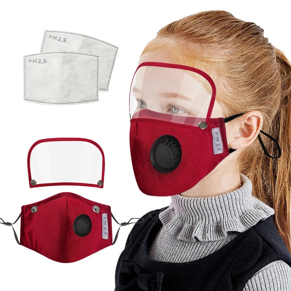 

Kids Washable Reusable Face Mask With Filter And Detachable Eye Shield Children Protective Respirator Breathable mascarillas