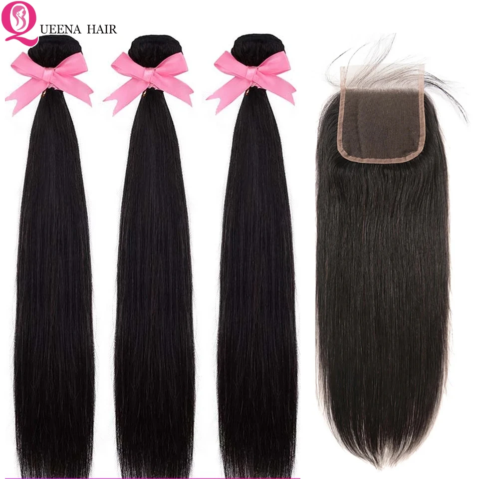 Прямые пряди волос с 6x6 HD прозрачной кружевной застежкой предварительно