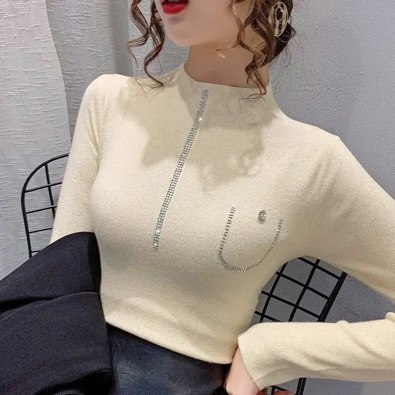 

Hot drill 2021 autumn and winter new style foreign style slim fitting top black knitted bottom coat with long sleeve sweater