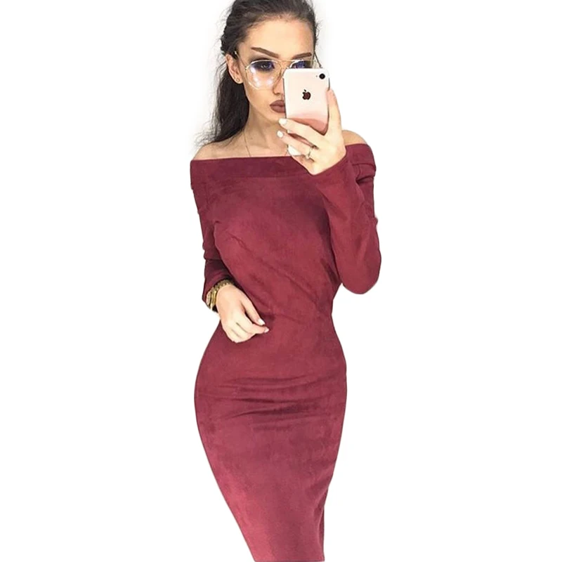 

Long Sleeve off shoulder Women Dresses Dress 2018 Autumn Winter Female sexy Bodycon new year party Dresses