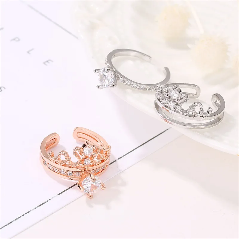 

Shiny New Zirconia Butterfly Ring Cross Pearl Ring For Women Fashion Simple Crystal Wedding Party Jewelry Adjustable Open ring
