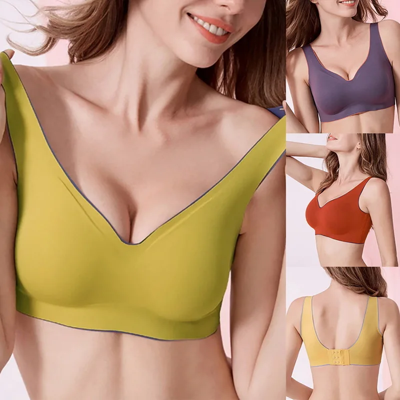 

Popular latex underwear women's seamless gathered push up bra sports beautiful vest female intimates breathable lingerie