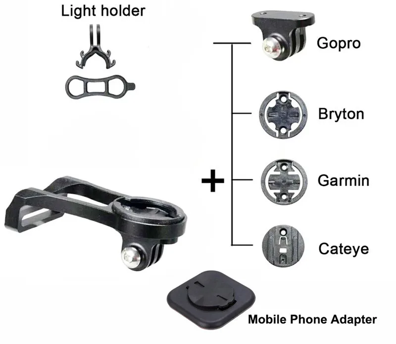 black with adapter Велосипедный свет компьютер камера держатель велосипед Руль Передняя крепление для iGPSPORT Garmin Bryton для мобильного телефона GoPro - Цвет: black with adapter