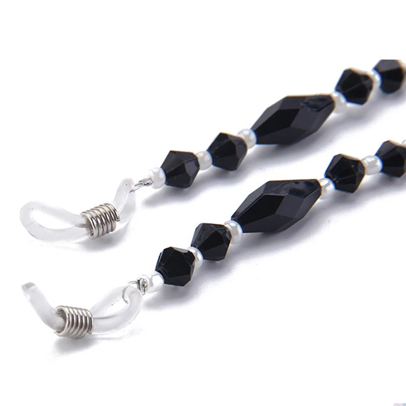 Цепочка для очков Женская Нескользящая шнур с черными акриловыми бусинами