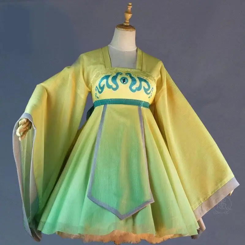 Yellow-green Retro Dress Harajuku Loose Daily Cosplay Cosplay Suit