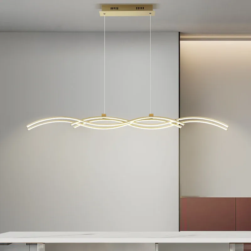 Современные светодиодные подвесные светильники в форме волны для столовой