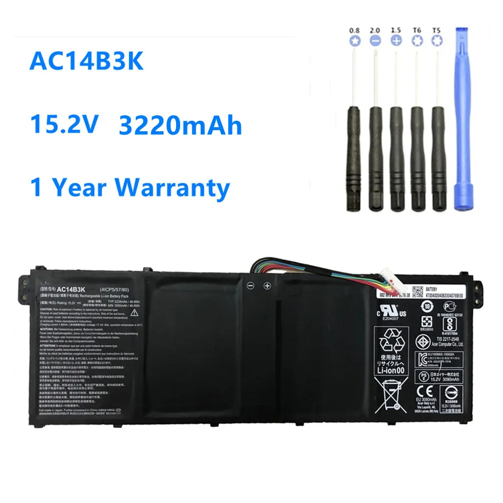 

Аккумулятор для ноутбука AC14B3K для Acer Aspire R5-571T S14 R5-571TG Swift 3 3S CB3-511 R 11 F314-51 S14 15,2 V 3220mAh