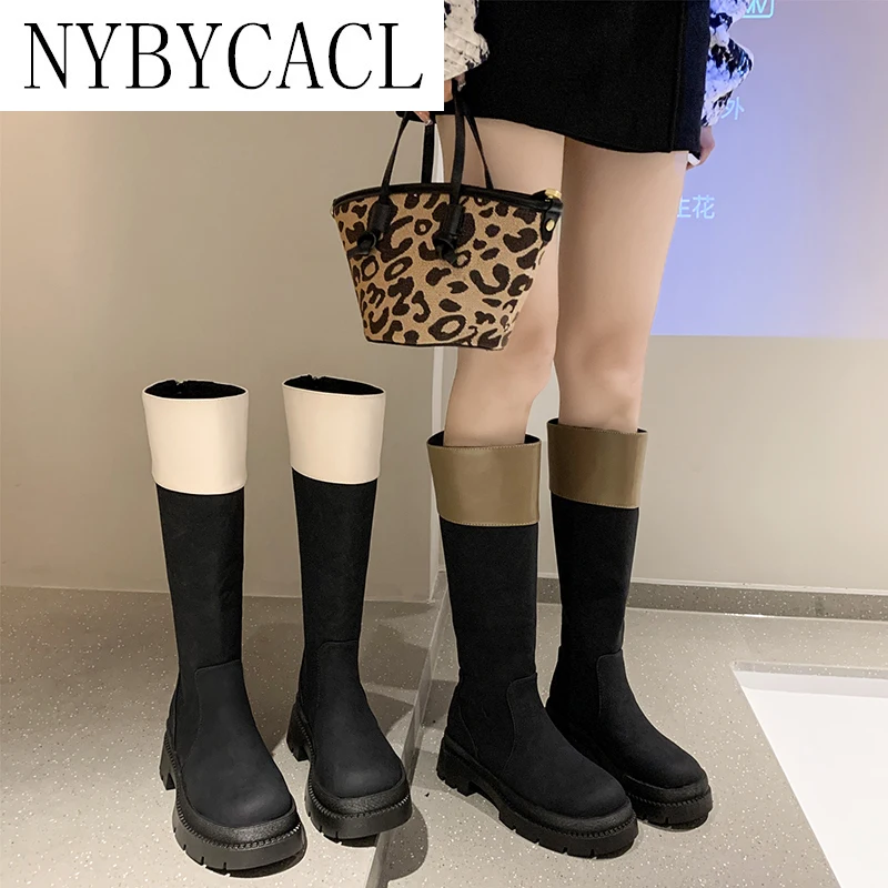 NYBYCACL 2022 NEW Women's Rubber Boots Boots-women Shoes Woman Winter Shoes  Low Heels booties Round Toe Rain Mid Calf Autumn