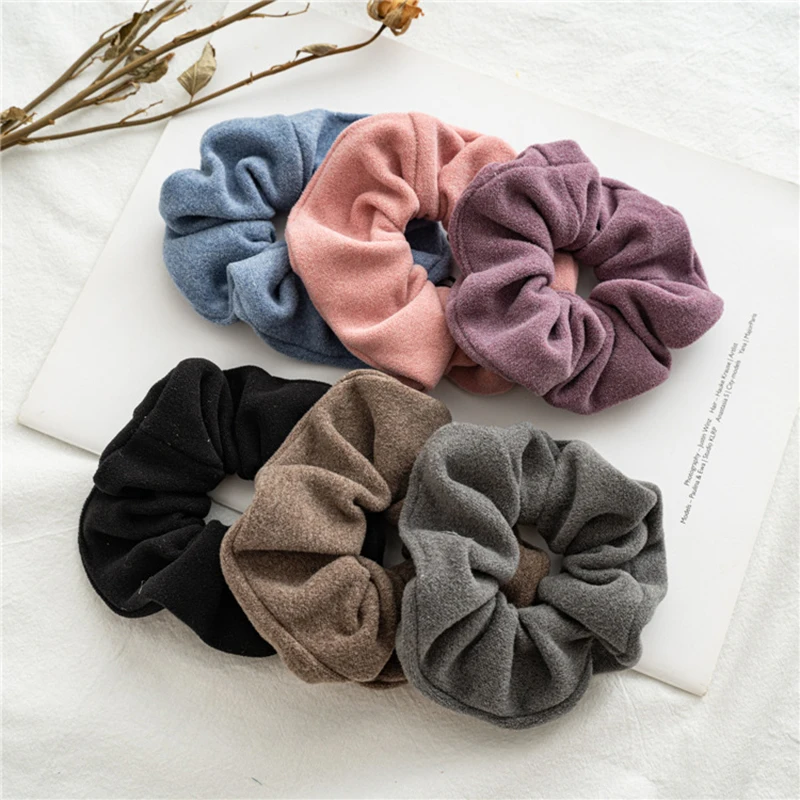 

1PC Soft Velvet Scrunchies Ponytail Hair Accessories Women Elastic Hair Rubber Bands Solid Color Woolen Cloth Hair Rope