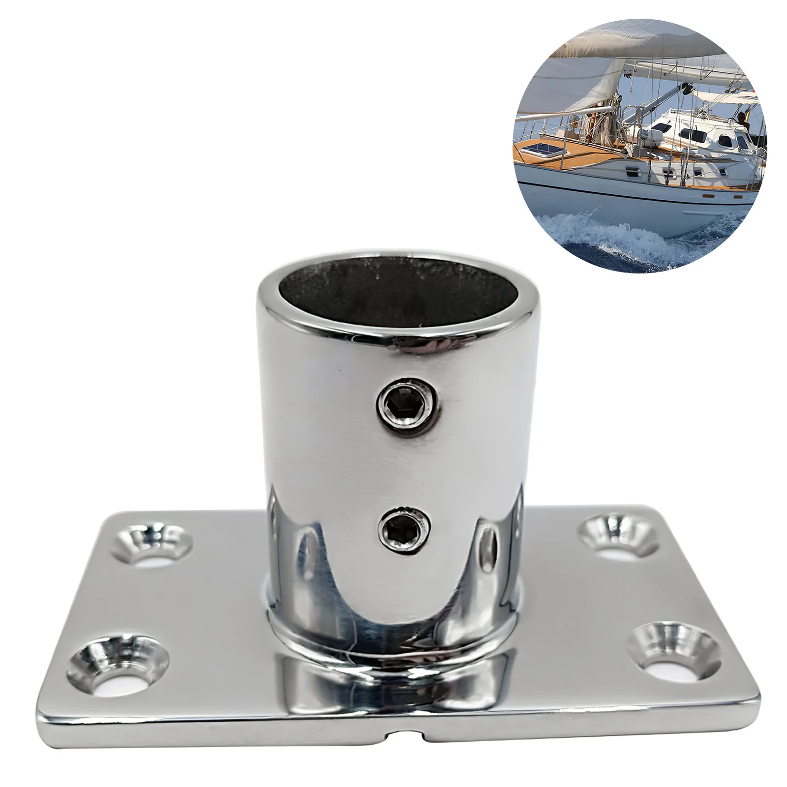 

Fence Stainless Steel Tube Socket Corrosion-resistant Fixed Pipe Seat Marine Awning Sturdy Silver for Ship Outdoor