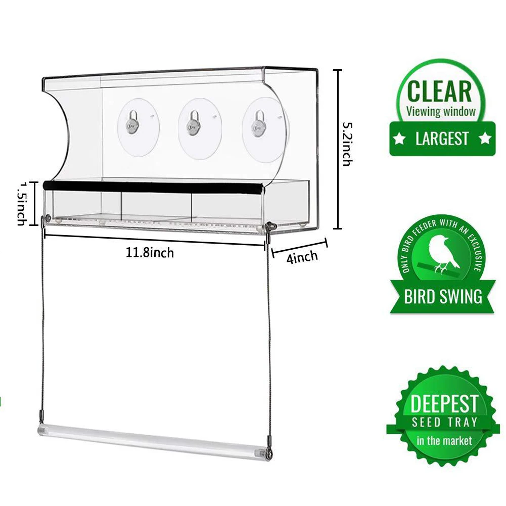 Кормушка для птиц акриловый прозрачный кормушка просмотра окон кормушки присоска дома|Подставки хранения и