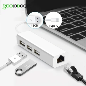 Сетевая карта USBEthernet, 3 порта usb-хаб, 2,0, RJ45, для Mac, iOS, Android, ПК, RTL8152, USB 2,0, концентратор
