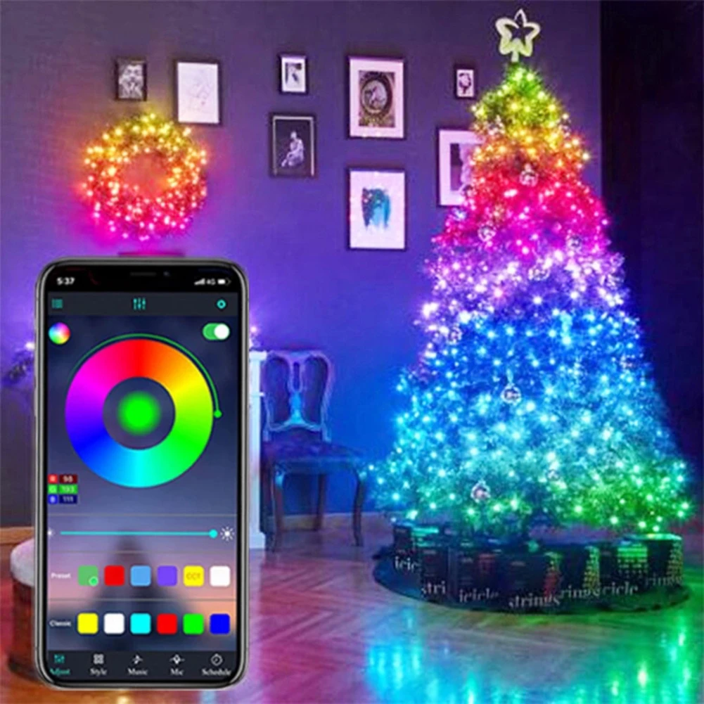

Fairy LED String Lights USB Bluetooth-compatible App Control Lamp Garland Waterproof Twinkle Garden Patio Wedding Party Decor