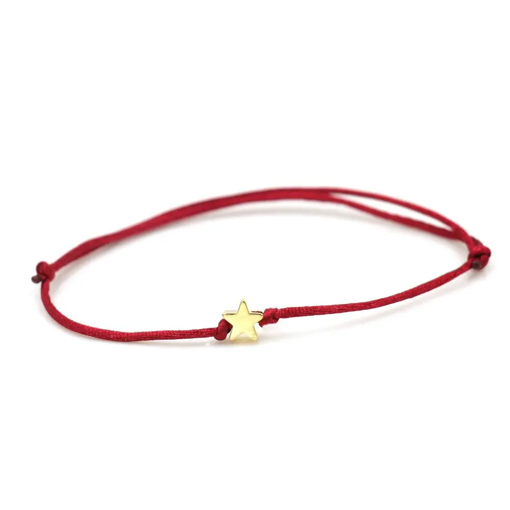 Dark red star Золотой Цвет Медь Сердце Звезда Корона простой Красная Нить струнный браслет для женщин мужчин ювелирные изделия ручной работы - Окраска металла: Dark red star